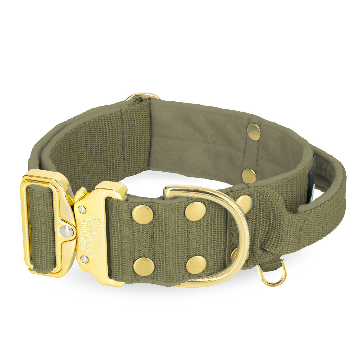 Szeroka obroża z klamrą extreme - Extreme Gold Buckle Olive Green