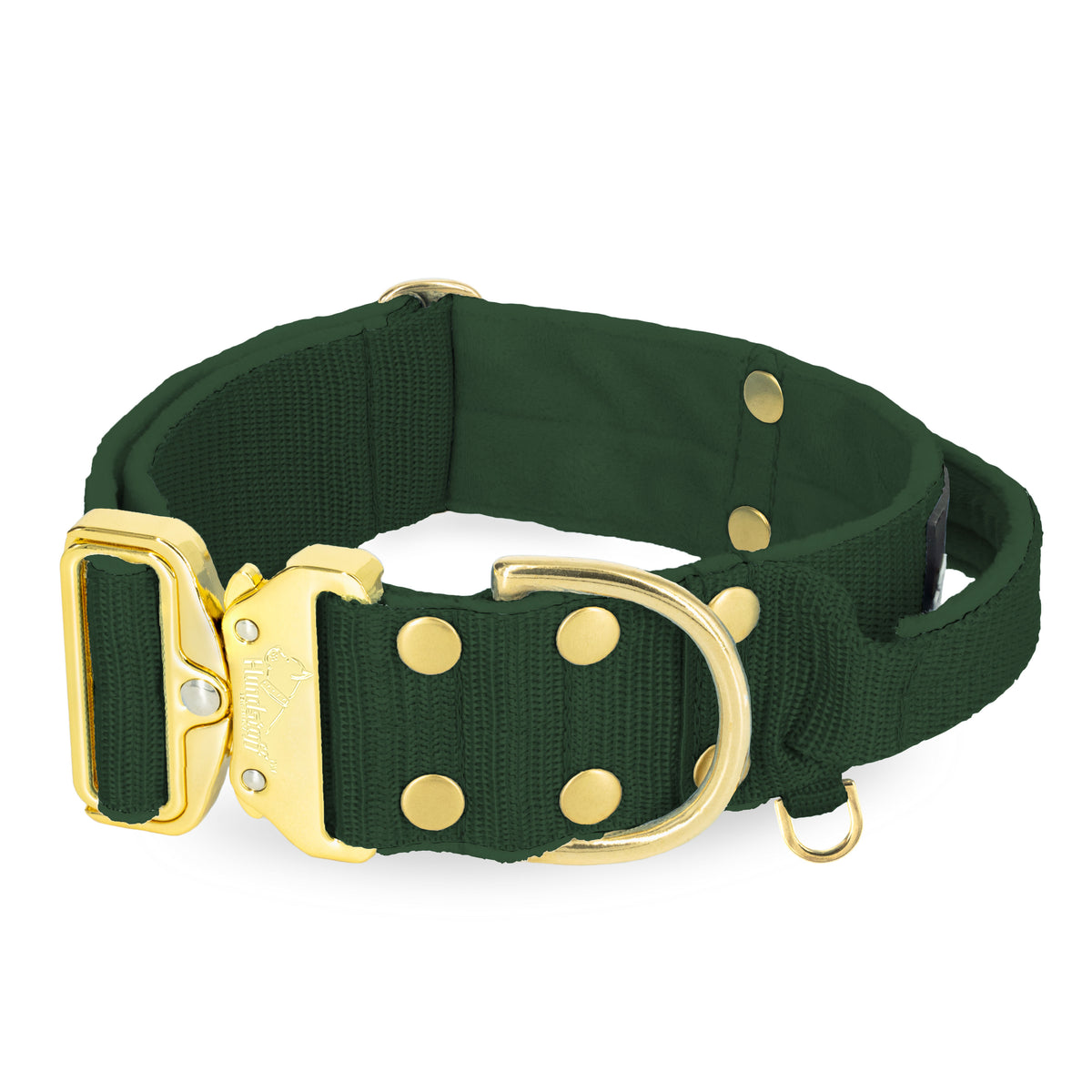 Szeroka obroża z klamrą extreme - Extreme Gold Buckle Forest Green