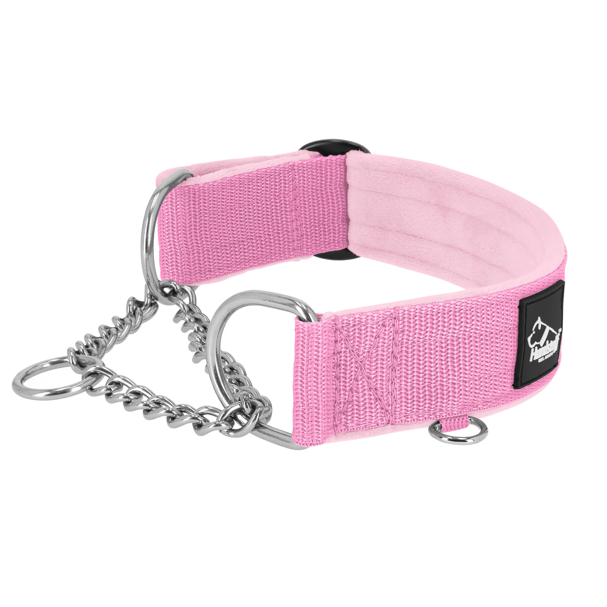 Półzaciskowa obroża i smycz – Martingale Chain Set Baby Pink
