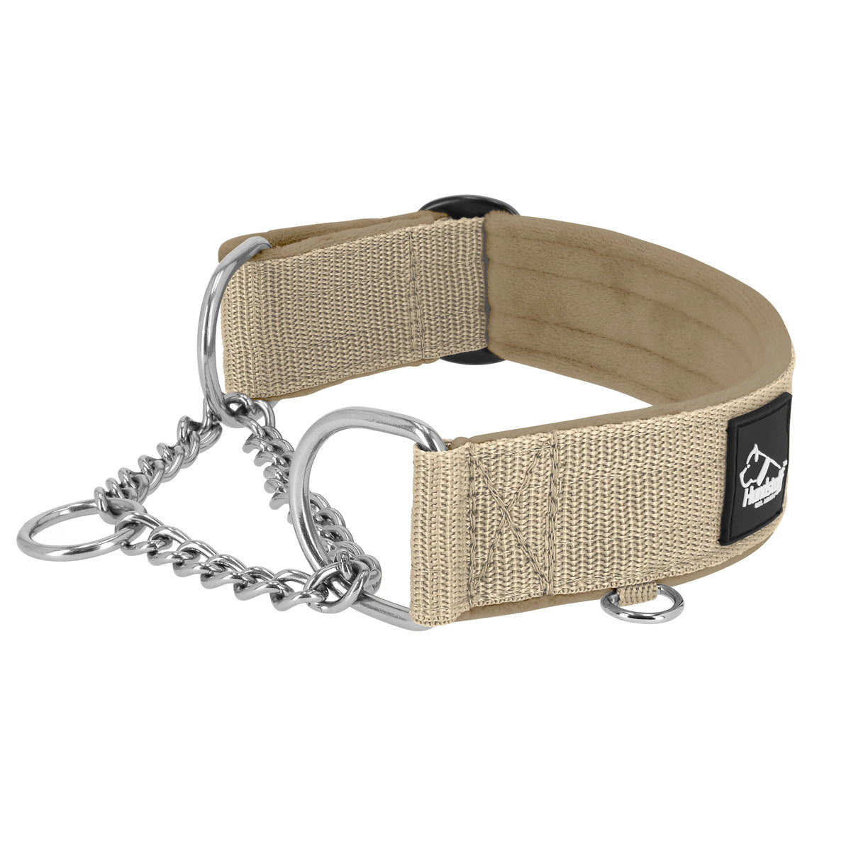 Półzaciskowa obroża i smycz – Martingale Chain Set Bezowa