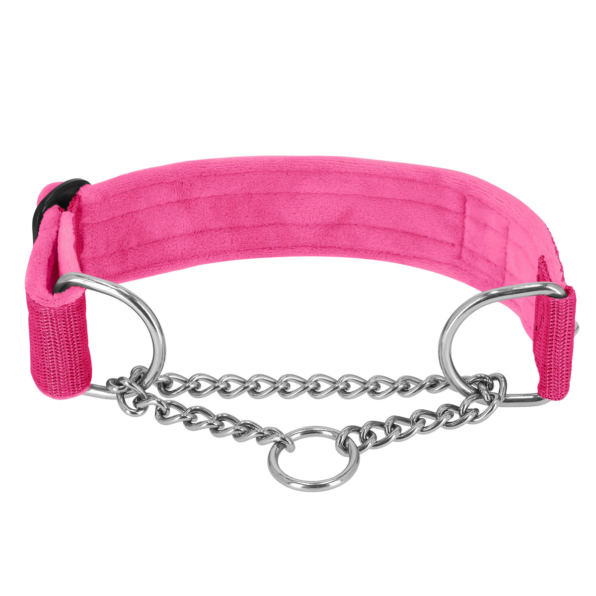 Półzaciskowa obroża i smycz – Martingale Chain różowa
