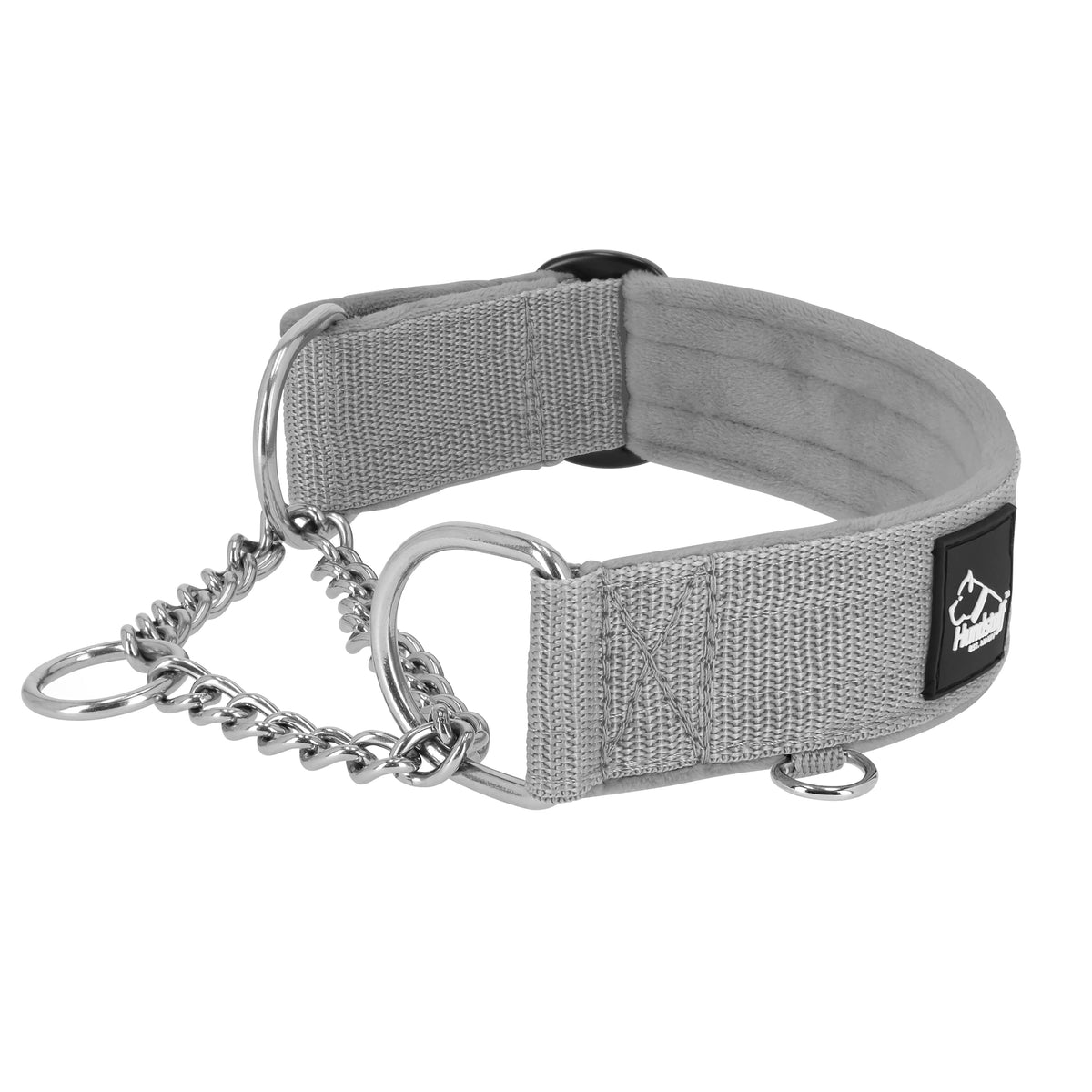 Półzaciskowa obroża i smycz - Martingale Chain Szara