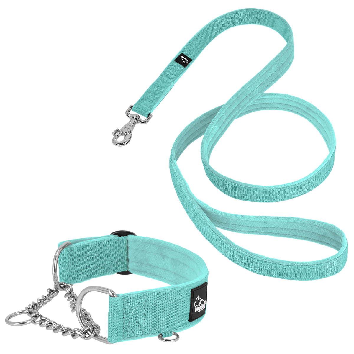 Półzaciskowa obroża i smycz – Martingale Chain Set Mietowa