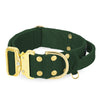 Szeroka obroża z klamrą extreme - Extreme Gold Buckle Forest Green