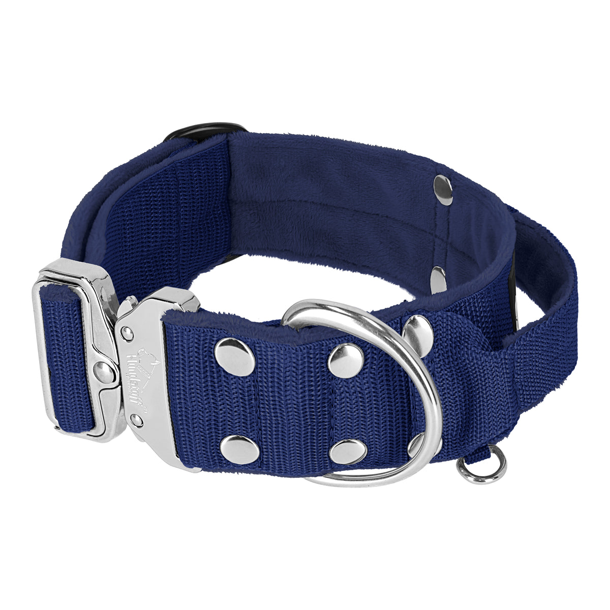 Szeroka obroża z klamrą extreme - Extreme Silver Buckle Navy Blue