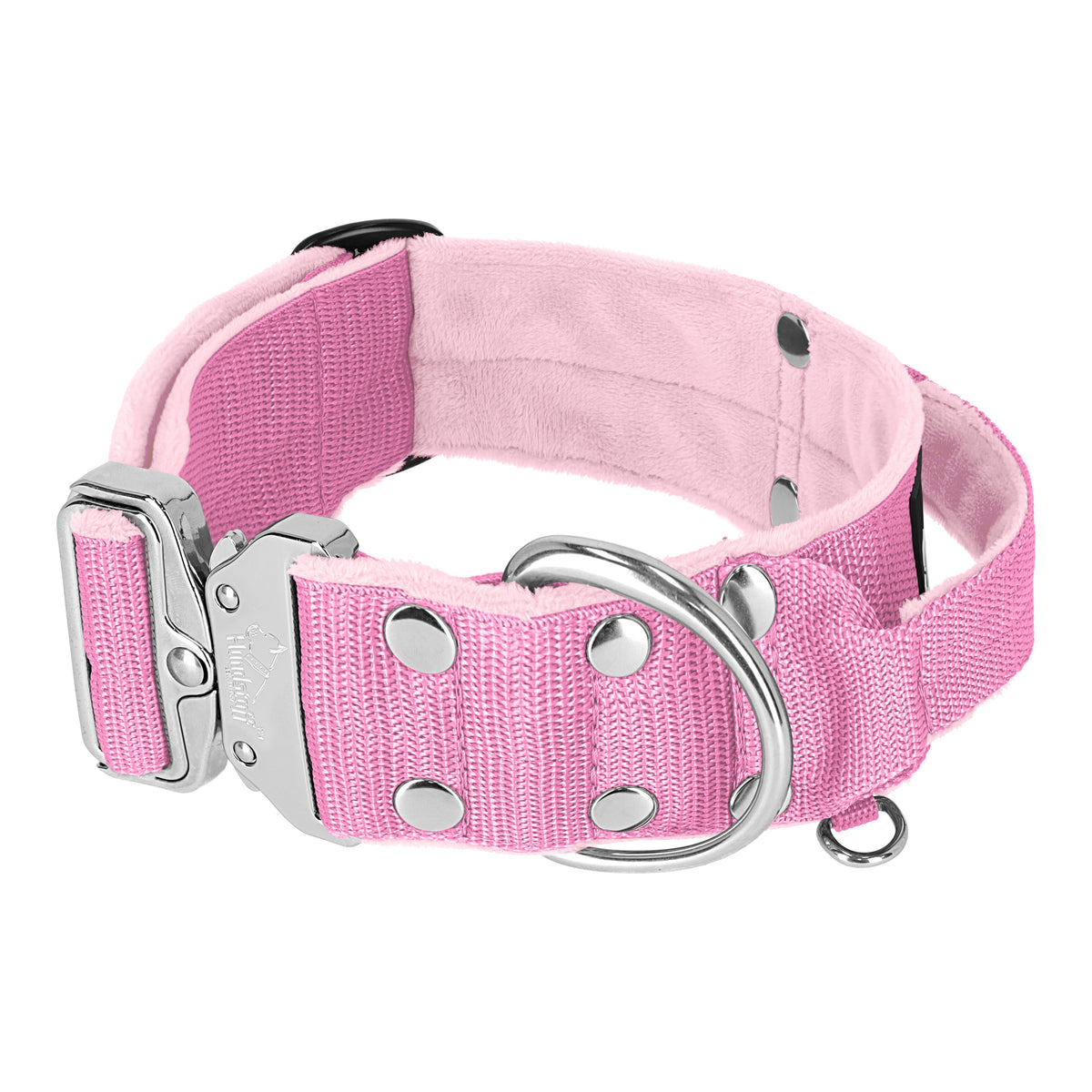 Szeroka obroża z klamrą extreme - Extreme Silver Buckle Baby Pink