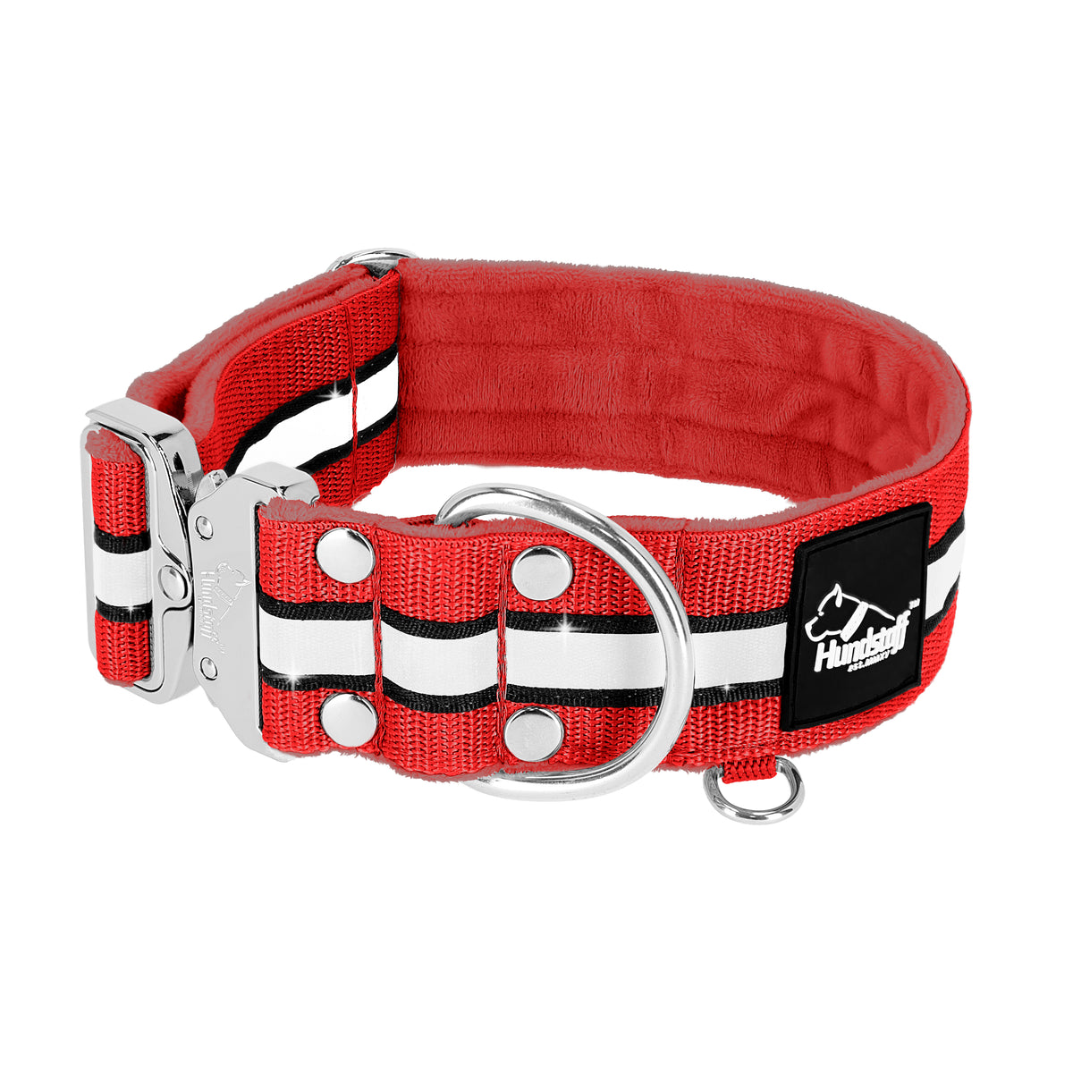 Szeroka obroża z odblaskiem - Extreme Silver Buckle Safe Czerwona
