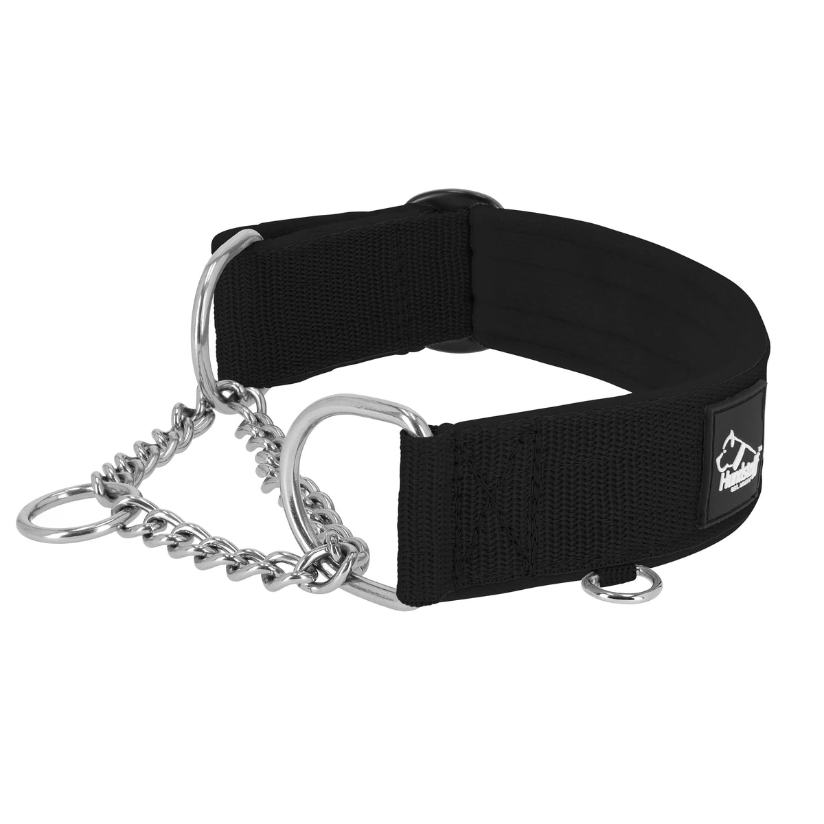 Półzaciskowa obroża i smycz – Martingale Chain Set Czarna