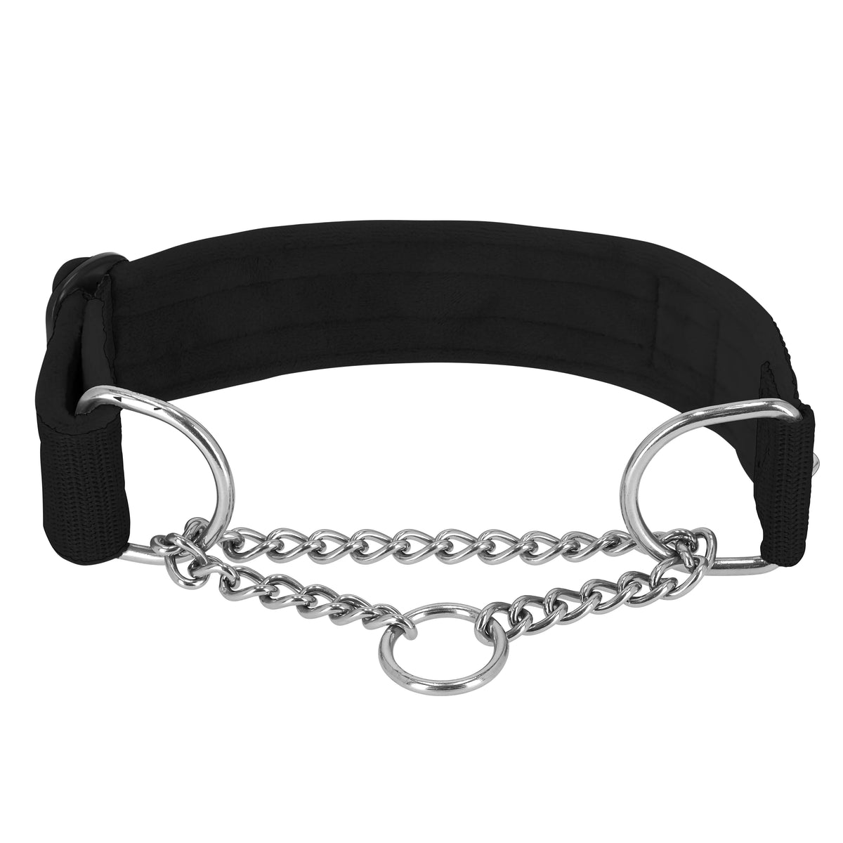 Półzaciskowa obroża i smycz – Martingale Chain Set Czarna