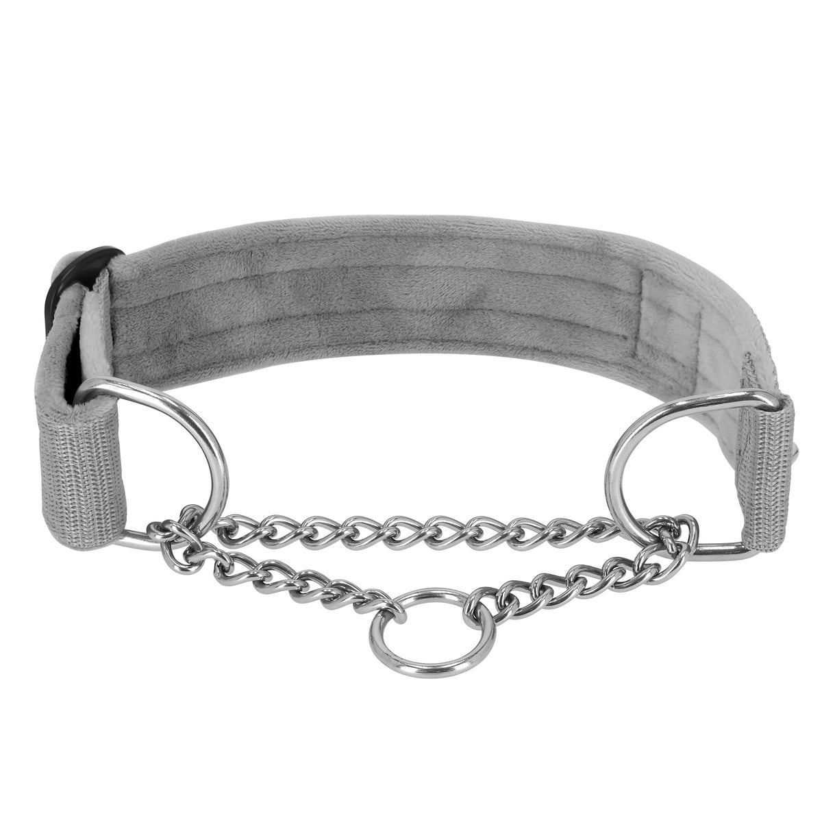 Półzaciskowa obroża i smycz - Martingale Chain Szara