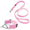Półzaciskowa obroża i smycz – Martingale Chain Set Baby Pink