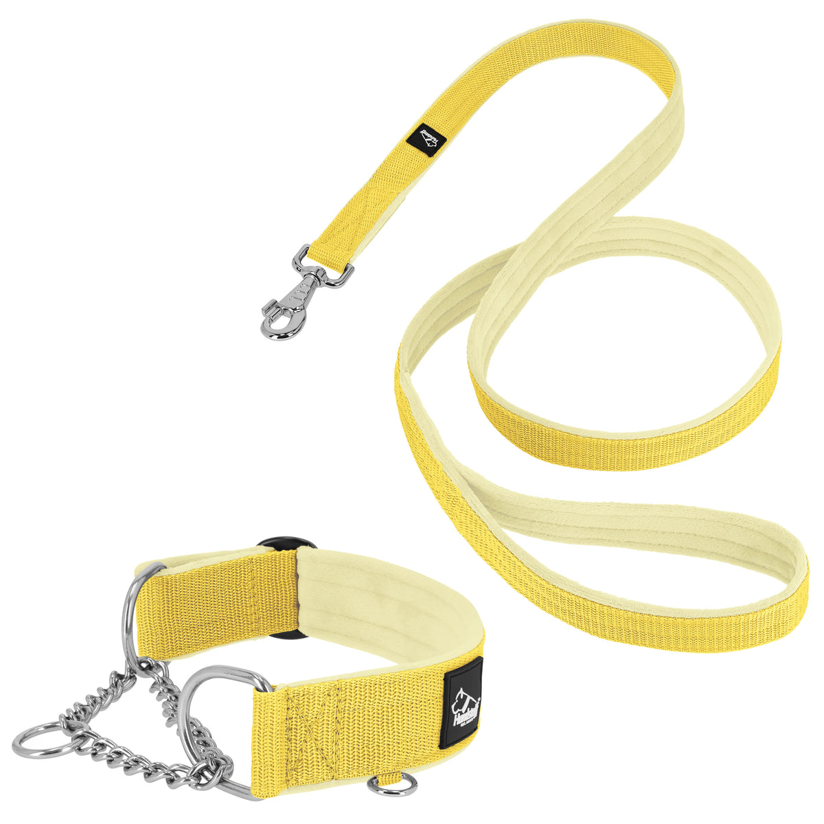 Półzaciskowa obroża i smycz – Martingale Chain Set Baby Yellow