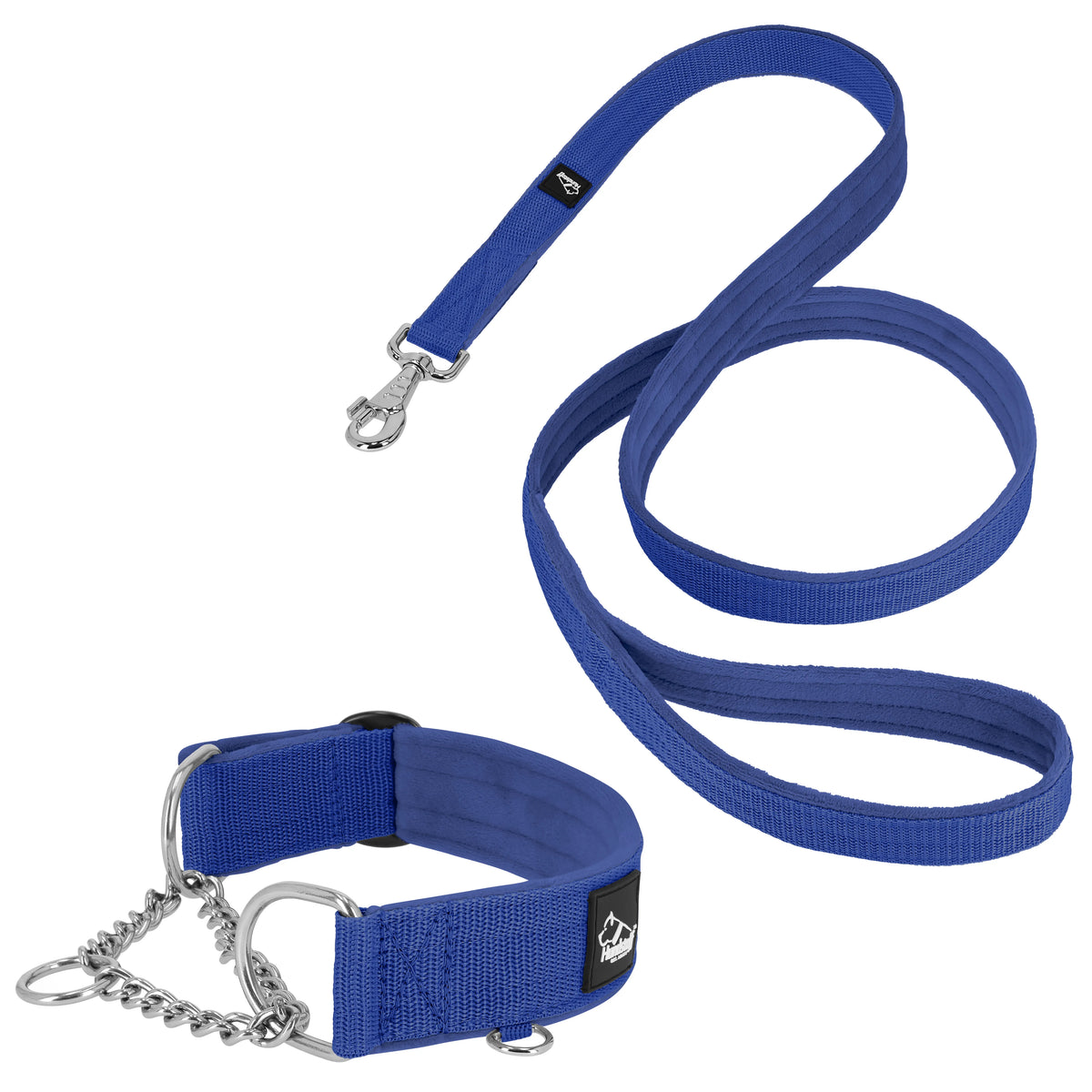 Półzaciskowa obroża i smycz – Martingale Chain Set Blue
